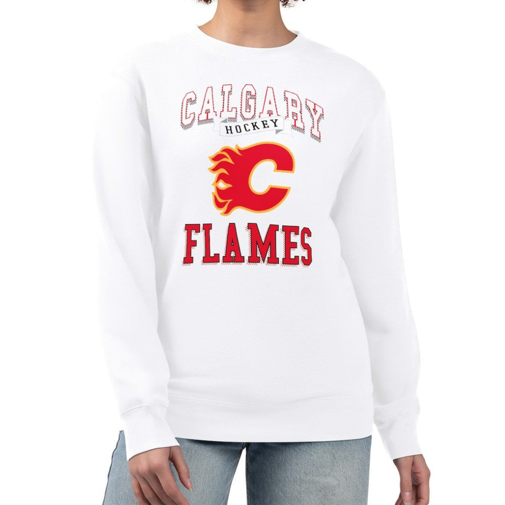 Calgary Flames G-III 4Her by Carl Banks Women's Team Logo Tri-Blend Fleece Pullover Sweatshirt - White - NHL 201612700