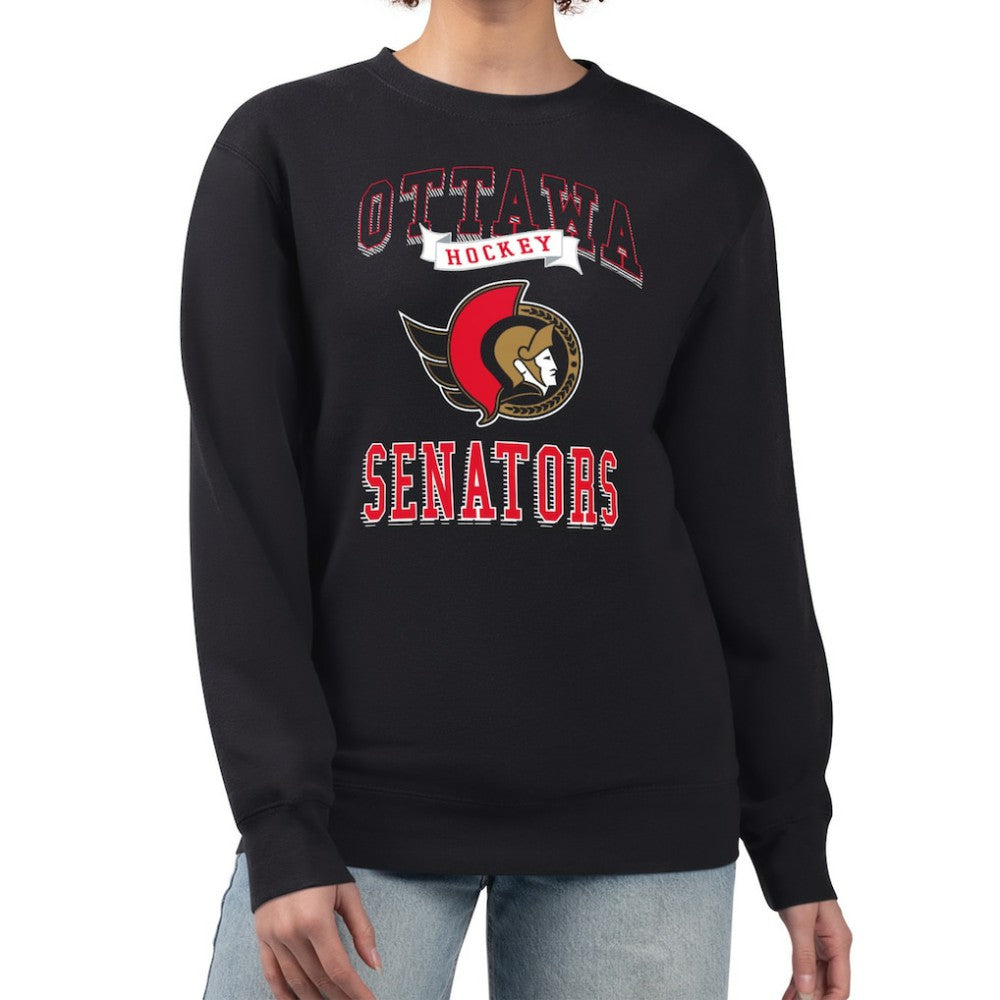 Ottawa Senators G-III 4Her by Carl Banks Women's Team Logo Tri-Blend Fleece Pullover Sweatshirt - Black - NHL 201612708