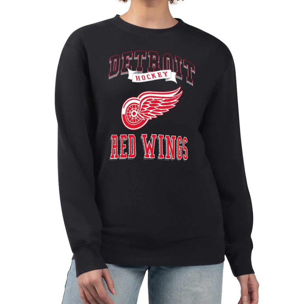 Detroit Red Wings G-III 4Her by Carl Banks Women's Team Logo Tri-Blend Fleece Pullover Sweatshirt - Black - NHL 201612717