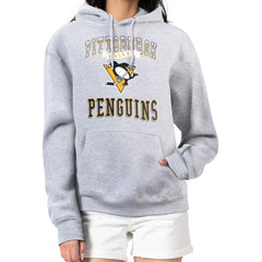 Pittsburgh Penguins G-III 4Her by Carl Banks Women's Team Logo Tri-Blend Fleece Pullover Hoodie - Heather Gray - NHL 201612733