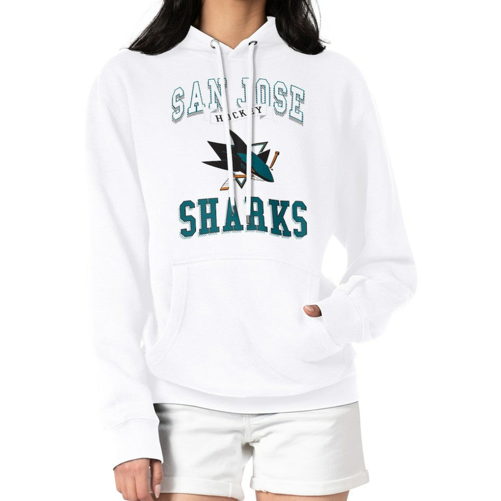 San Jose Sharks G-III 4Her by Carl Banks Women's Team Logo Tri-Blend Fleece Pullover Hoodie - White - NHL 201612766