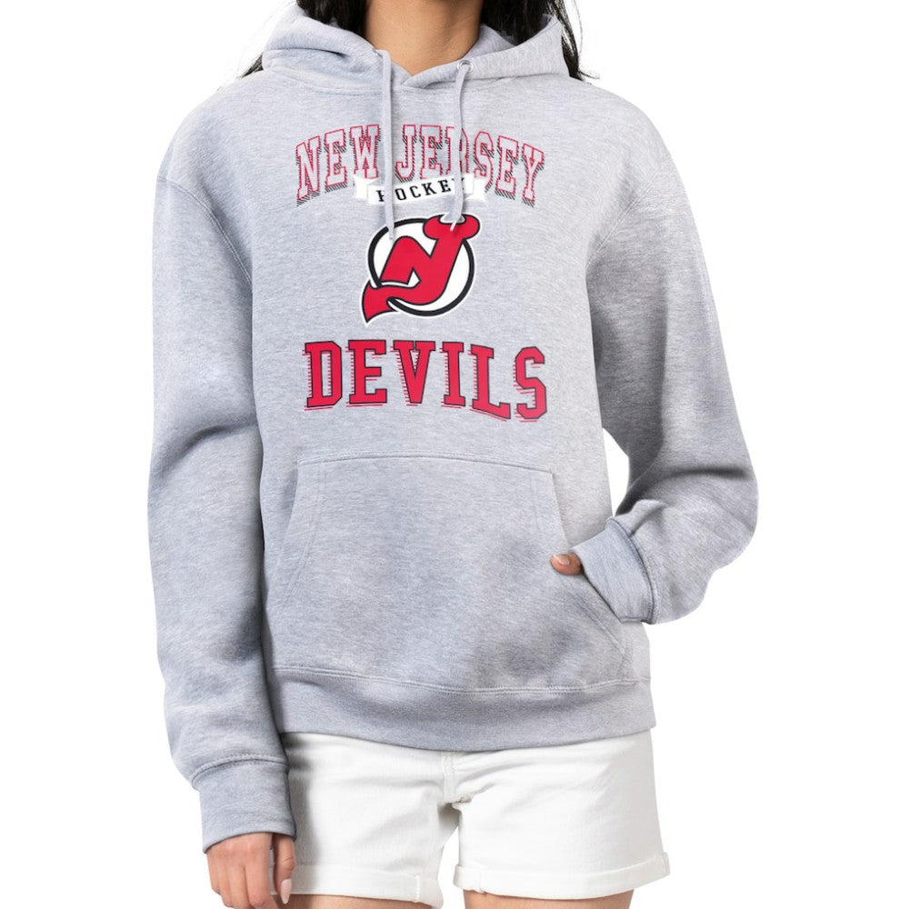 New Jersey Devils G-III 4Her by Carl Banks Women's Team Logo Tri-Blend Fleece Pullover Hoodie - Heather Gray - NHL 201612783