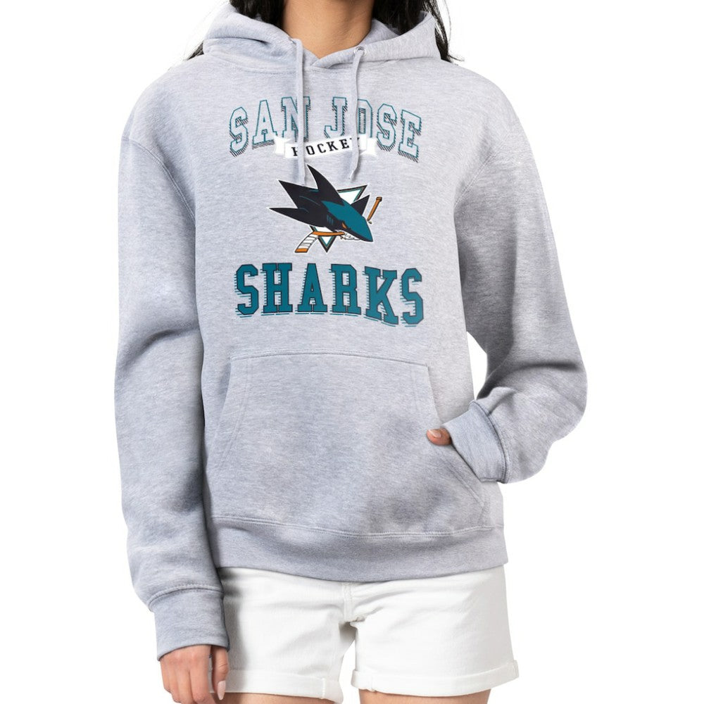 San Jose Sharks G-III 4Her by Carl Banks Women's Team Logo Tri-Blend Fleece Pullover Hoodie - Heather Gray - NHL 201612784