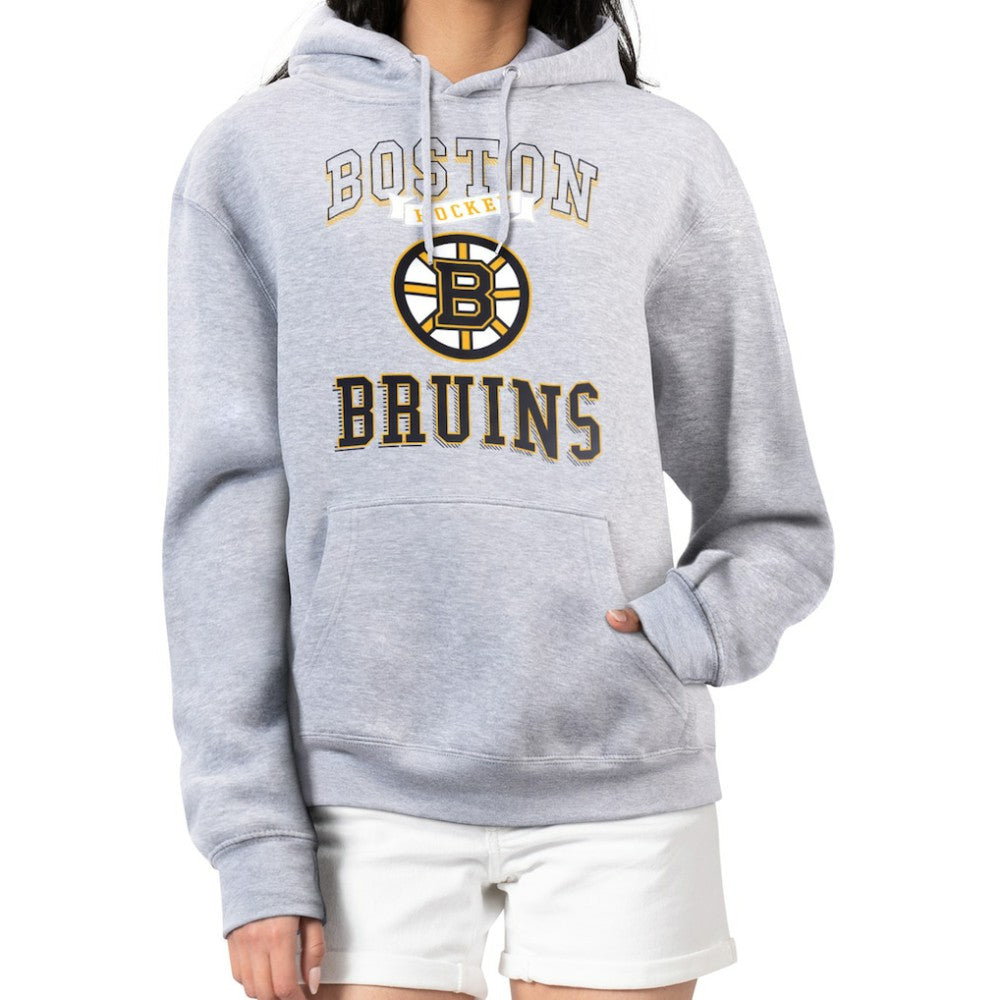 Boston Bruins G-III 4Her by Carl Banks Women's Team Logo Tri-Blend Fleece Pullover Hoodie - Heather Gray - NHL 201612786