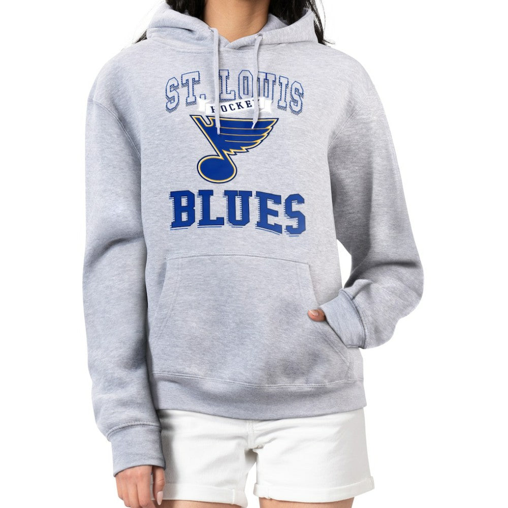 St. Louis Blues G-III 4Her by Carl Banks Women's Team Logo Tri-Blend Fleece Pullover Hoodie - Heather Gray - NHL 201612788