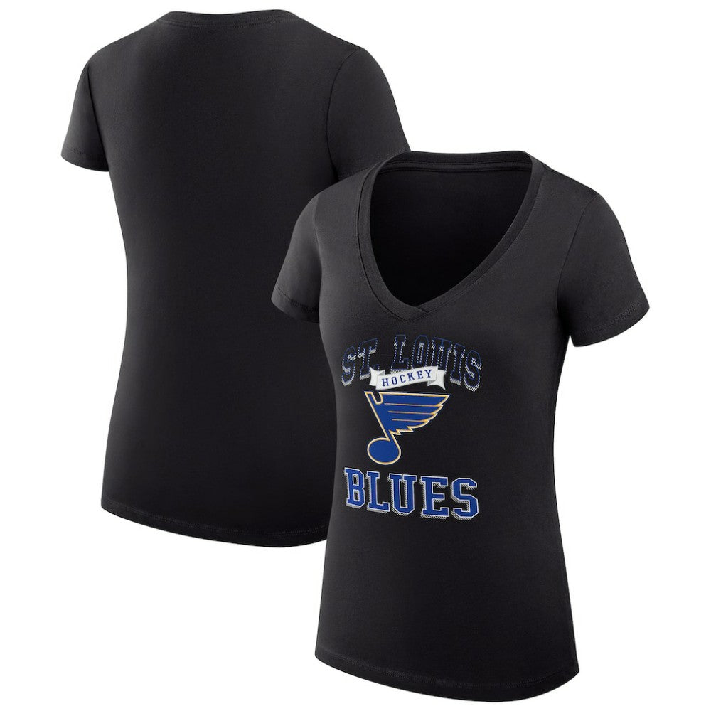 St. Louis Blues G-III 4Her by Carl Banks Women's Super-Slim Fit Lightweight Team Logo Graphic V-Neck T-Shirt - Black - NHL 201612940