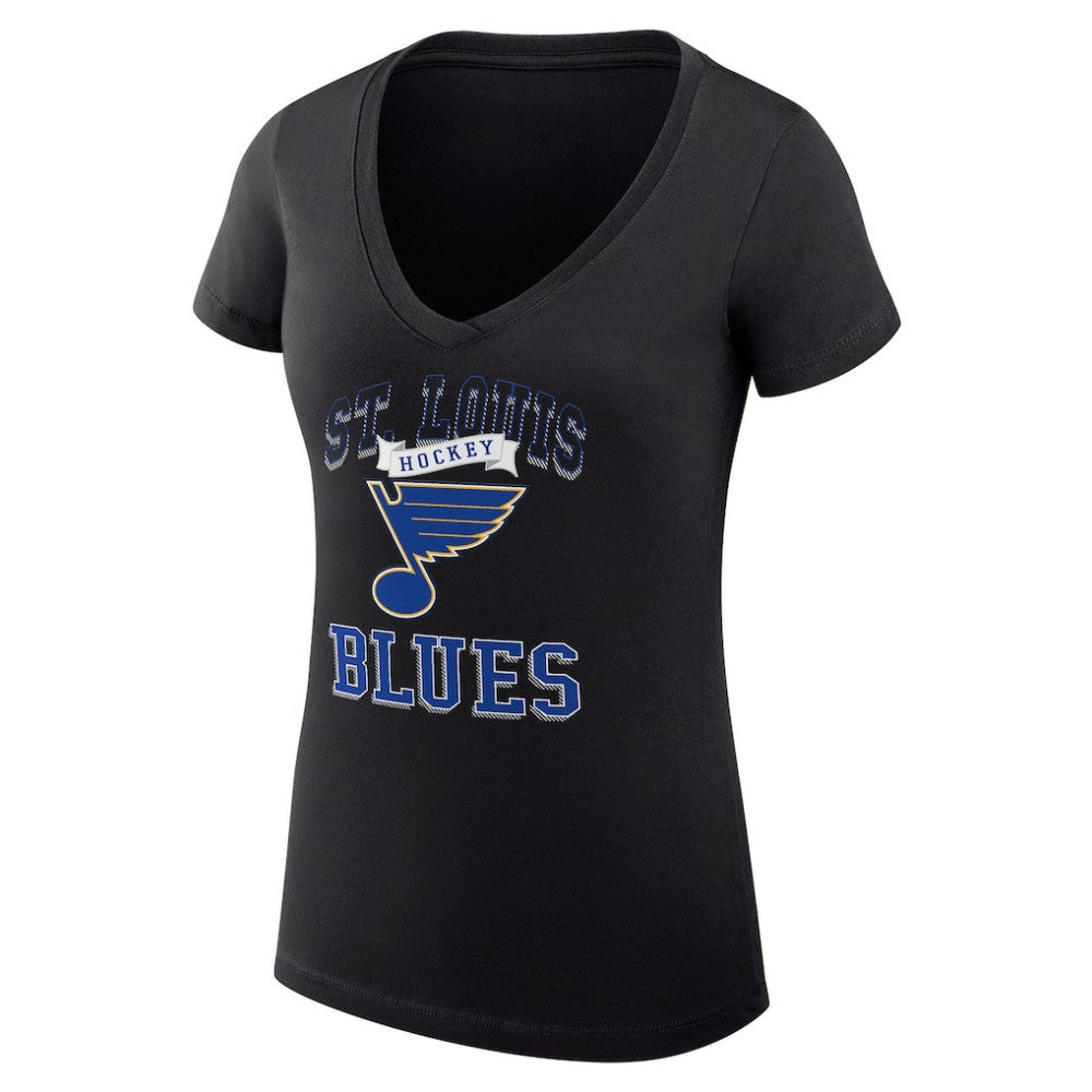 St. Louis Blues G-III 4Her by Carl Banks Women's Super-Slim Fit Lightweight Team Logo Graphic V-Neck T-Shirt - Black - NHL 201612940