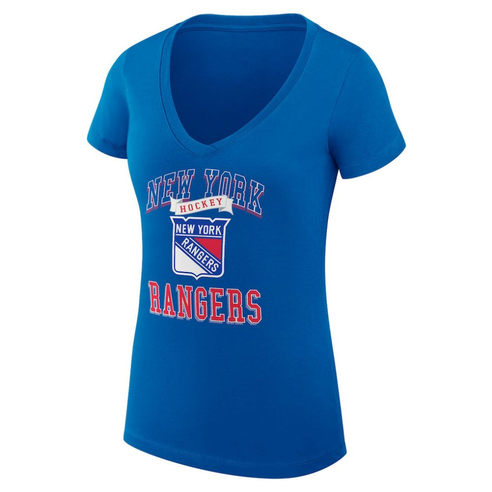 New York Rangers G-III 4Her by Carl Banks Women's Super-Slim Fit Lightweight Team Logo Graphic V-Neck T-Shirt - Blue - NHL 201612944