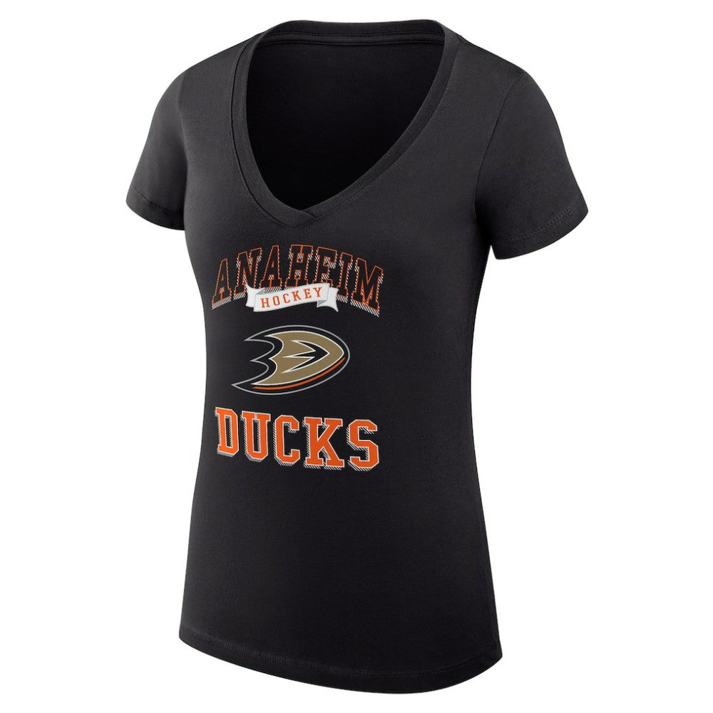 Anaheim Ducks G-III 4Her by Carl Banks Women's Super-Slim Fit Lightweight Team Logo Graphic V-Neck T-Shirt - Black - NHL 201612946