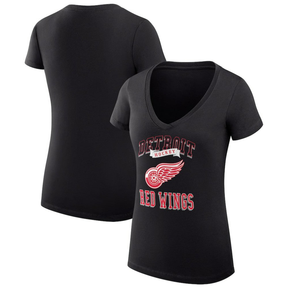 Detroit Red Wings G-III 4Her by Carl Banks Women's Super-Slim Fit Lightweight Team Logo Graphic V-Neck T-Shirt - Black - NHL 201612954