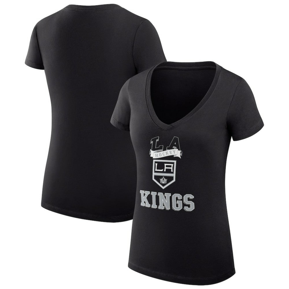 Los Angeles Kings G-III 4Her by Carl Banks Women's Super-Slim Fit Lightweight Team Logo Graphic V-Neck T-Shirt - Black - NHL 201612955