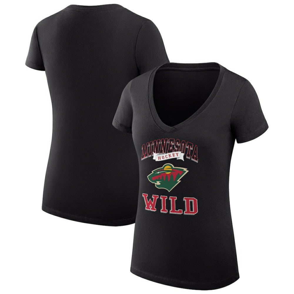 Minnesota Wild G-III 4Her by Carl Banks Women's Super-Slim Fit Lightweight Team Logo Graphic V-Neck T-Shirt - Black - NHL 201612956