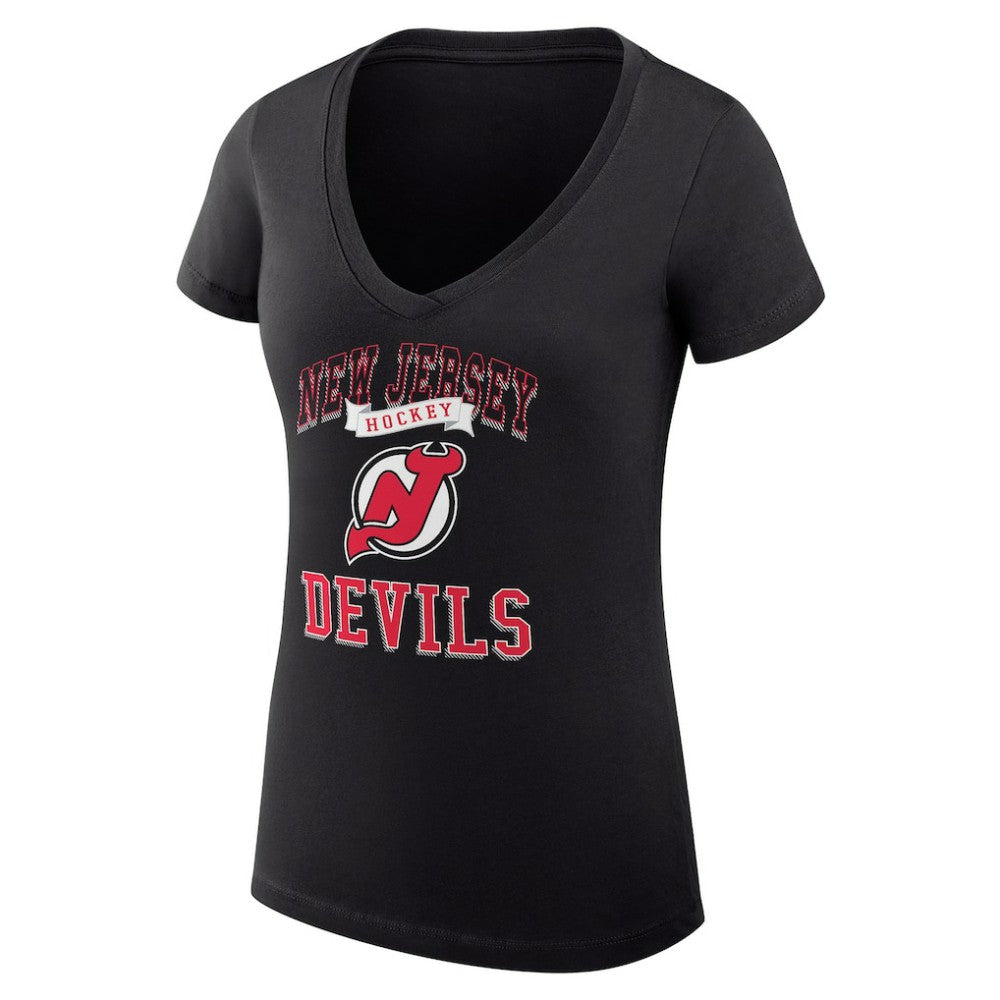 New Jersey Devils G-III 4Her by Carl Banks Women's Super-Slim Fit Lightweight Team Logo Graphic V-Neck T-Shirt - Black - NHL 201612957