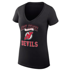 New Jersey Devils G-III 4Her by Carl Banks Women's Super-Slim Fit Lightweight Team Logo Graphic V-Neck T-Shirt - Black - NHL 201612957