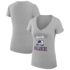 Colorado Avalanche G-III 4Her by Carl Banks Women's Super-Slim Fit Lightweight Team Logo Graphic V-Neck T-Shirt - Heather Gray - NHL 201612973