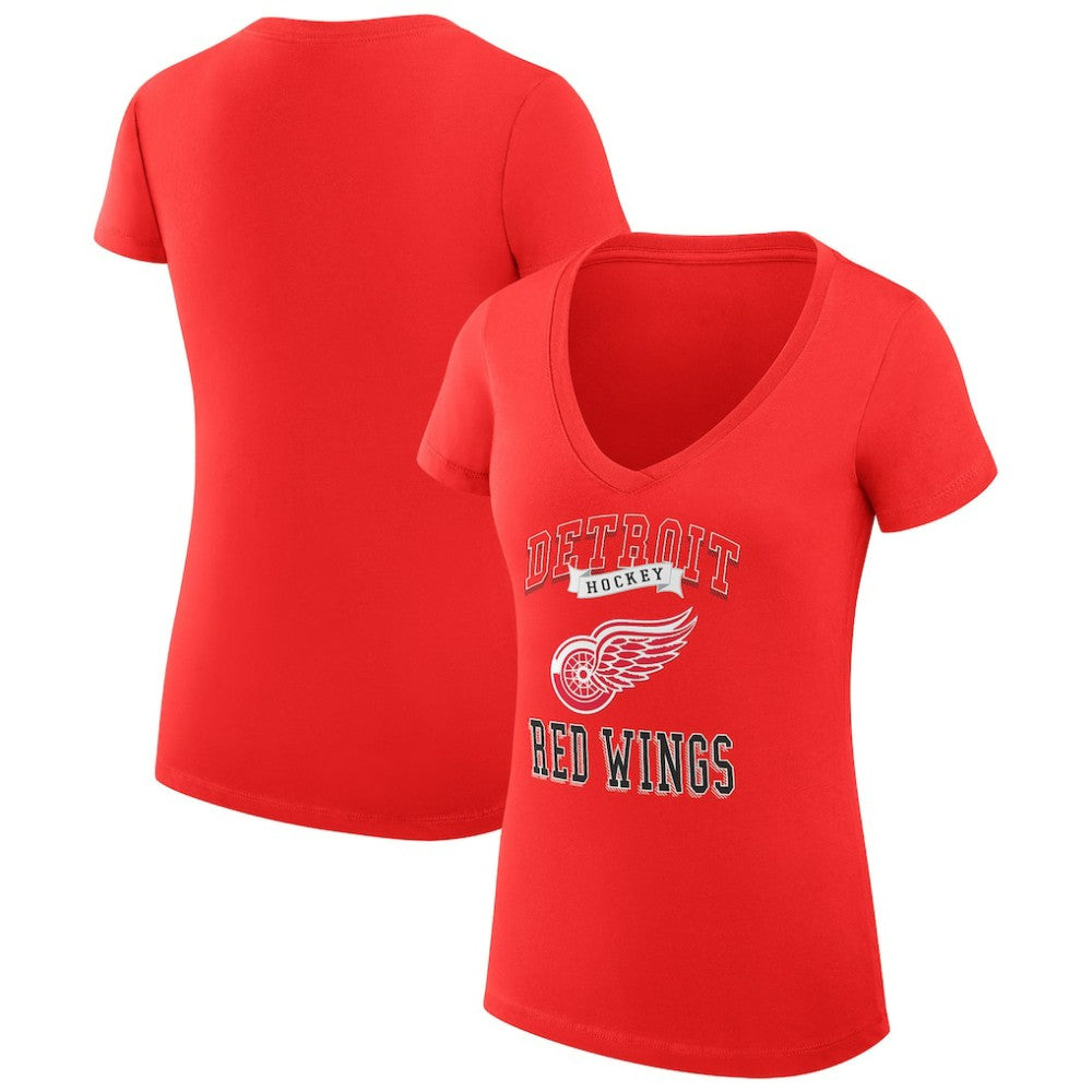 Detroit Red Wings G-III 4Her by Carl Banks Women's Super-Slim Fit Lightweight Team Logo Graphic V-Neck T-Shirt - Red - NHL 201612981