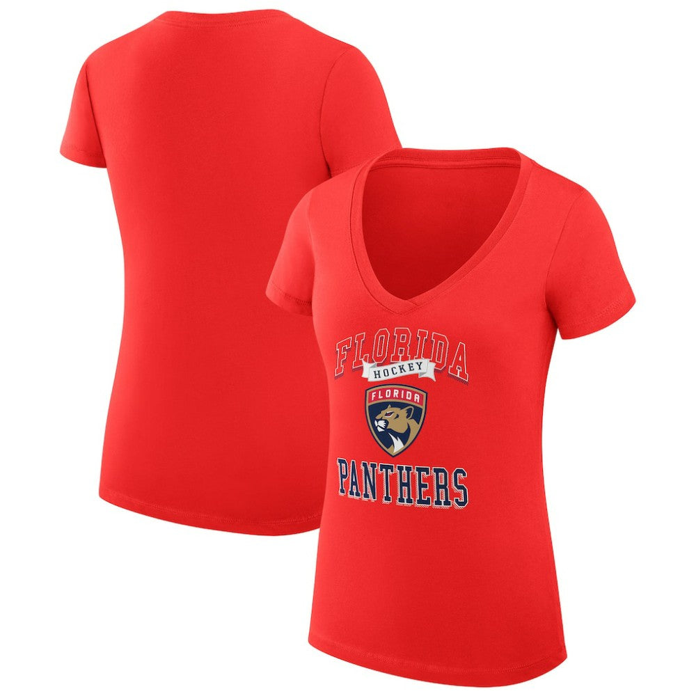 Florida Panthers G-III 4Her by Carl Banks Women's Super-Slim Fit Lightweight Team Logo Graphic V-Neck T-Shirt - Red - NHL 201612983