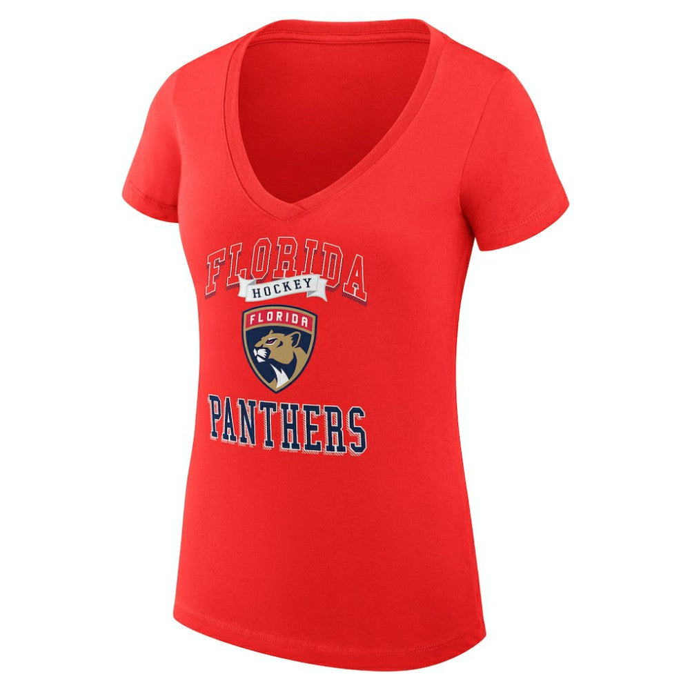 Florida Panthers G-III 4Her by Carl Banks Women's Super-Slim Fit Lightweight Team Logo Graphic V-Neck T-Shirt - Red - NHL 201612983
