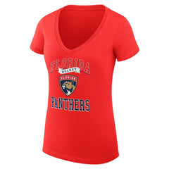 Florida Panthers G-III 4Her by Carl Banks Women's Super-Slim Fit Lightweight Team Logo Graphic V-Neck T-Shirt - Red - NHL 201612983