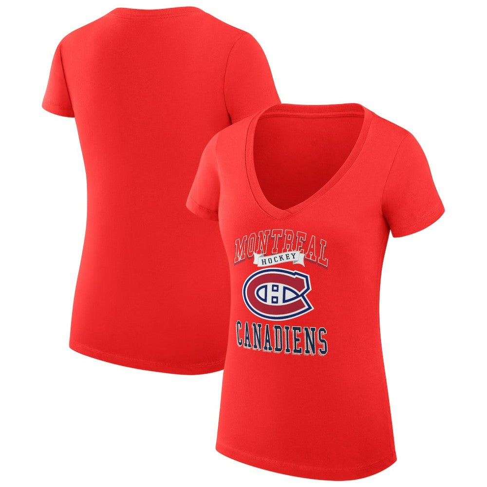 Montreal Canadiens G-III 4Her by Carl Banks Women's Super-Slim Fit Lightweight Team Logo Graphic V-Neck T-Shirt - Red - NHL 201612985