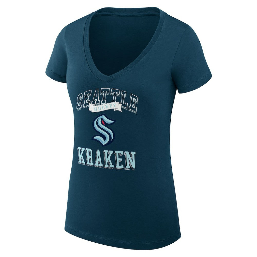 Seattle Kraken G-III 4Her by Carl Banks Women's Super-Slim Fit Lightweight Team Logo Graphic V-Neck T-Shirt - Navy - NHL 201612987