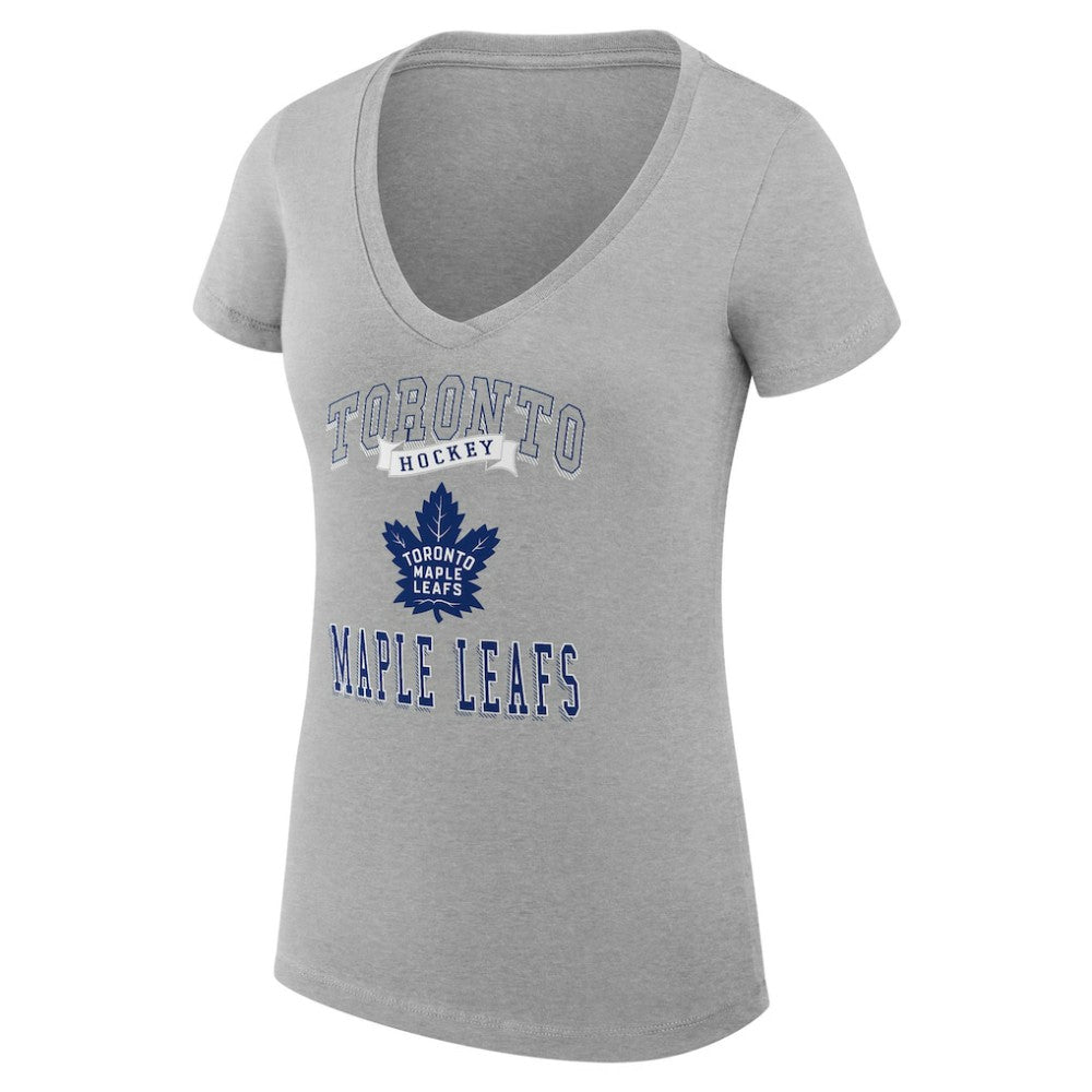 Toronto Maple Leafs G-III 4Her by Carl Banks Women's Super-Slim Fit Lightweight Team Logo Graphic V-Neck T-Shirt - Heather Gray - NHL 201612991