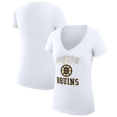 Boston Bruins G-III 4Her by Carl Banks Women's Super-Slim Fit Lightweight Team Logo Graphic V-Neck T-Shirt - White - NHL 201612995