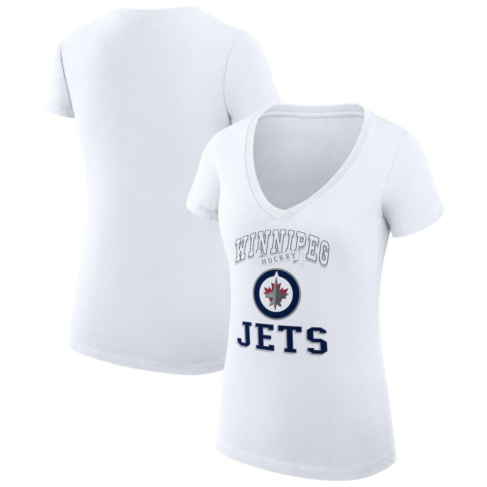 Winnipeg Jets G-III 4Her by Carl Banks Women's Super-Slim Fit Lightweight Team Logo Graphic V-Neck T-Shirt - White - NHL 201612996