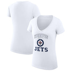 Winnipeg Jets G-III 4Her by Carl Banks Women's Super-Slim Fit Lightweight Team Logo Graphic V-Neck T-Shirt - White - NHL 201612996