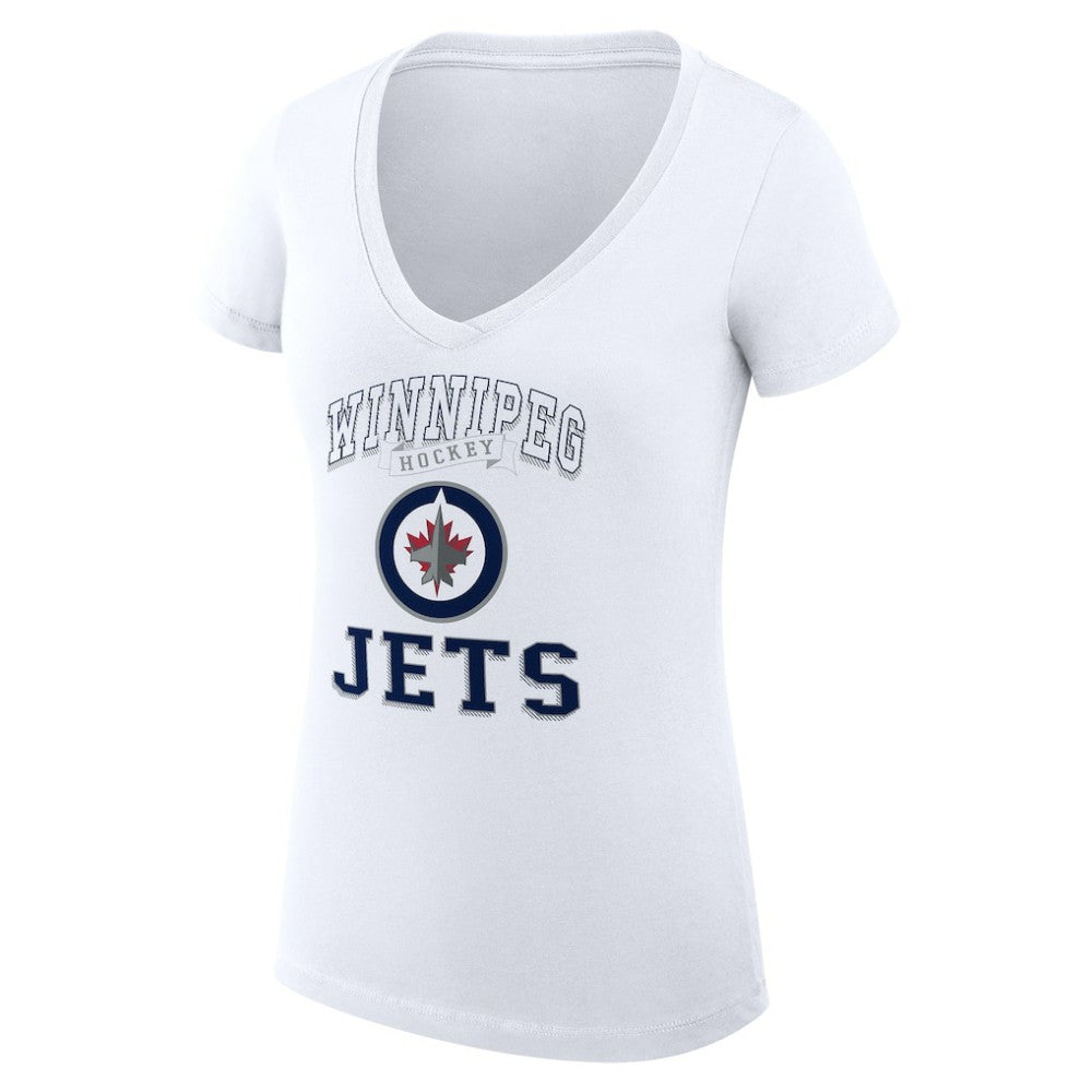 Winnipeg Jets G-III 4Her by Carl Banks Women's Super-Slim Fit Lightweight Team Logo Graphic V-Neck T-Shirt - White - NHL 201612996