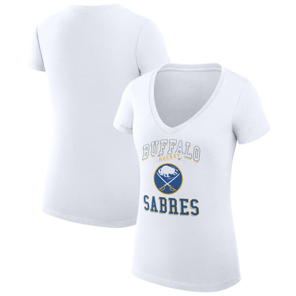 Buffalo Sabres G-III 4Her by Carl Banks Women's Super-Slim Fit Lightweight Team Logo Graphic V-Neck T-Shirt - White - NHL 201612998