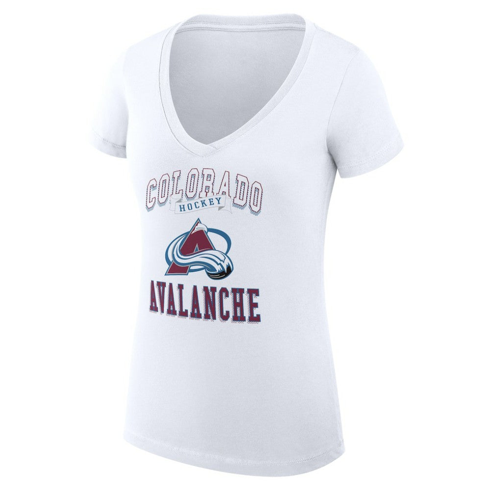 Colorado Avalanche G-III 4Her by Carl Banks Women's Super-Slim Fit Lightweight Team Logo Graphic V-Neck T-Shirt - White - NHL 201613005