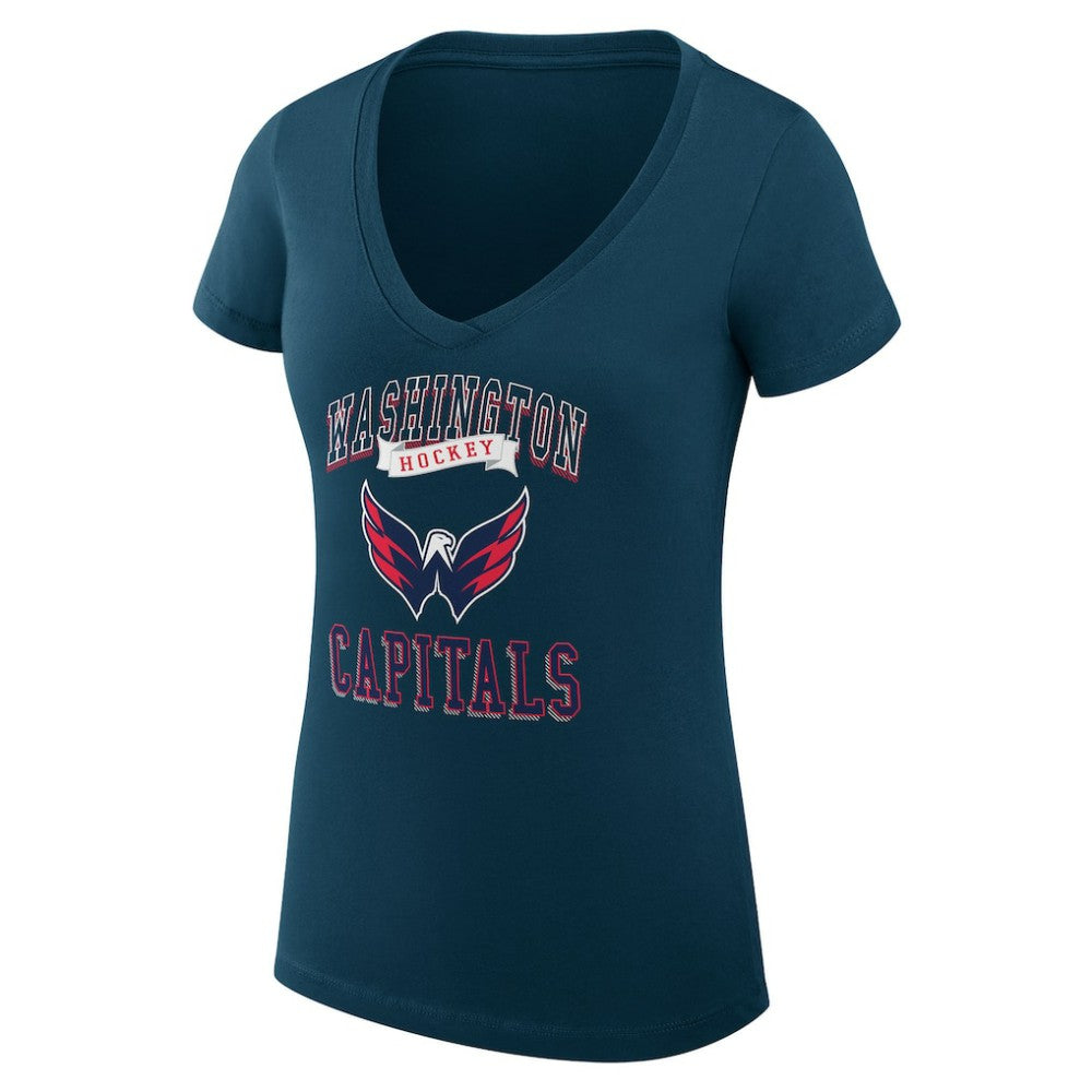 Washington Capitals G-III 4Her by Carl Banks Women's Super-Slim Fit Lightweight Team Logo Graphic V-Neck T-Shirt - Navy - NHL 201613007
