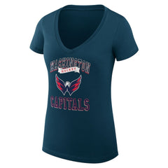 Washington Capitals G-III 4Her by Carl Banks Women's Super-Slim Fit Lightweight Team Logo Graphic V-Neck T-Shirt - Navy - NHL 201613007