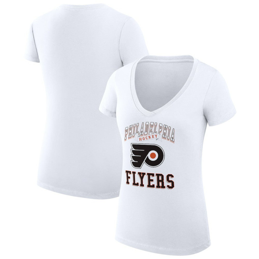 Philadelphia Flyers G-III 4Her by Carl Banks Women's Super-Slim Fit Lightweight Team Logo Graphic V-Neck T-Shirt - White - NHL 201613013
