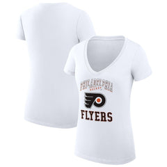 Philadelphia Flyers G-III 4Her by Carl Banks Women's Super-Slim Fit Lightweight Team Logo Graphic V-Neck T-Shirt - White - NHL 201613013