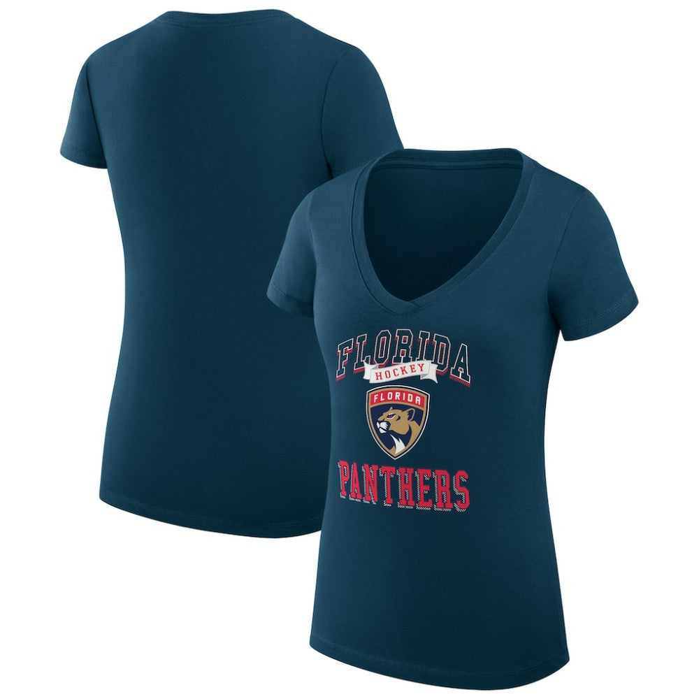 Florida Panthers G-III 4Her by Carl Banks Women's Super-Slim Fit Lightweight Team Logo Graphic V-Neck T-Shirt - Navy - NHL 201613023