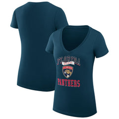 Florida Panthers G-III 4Her by Carl Banks Women's Super-Slim Fit Lightweight Team Logo Graphic V-Neck T-Shirt - Navy - NHL 201613023