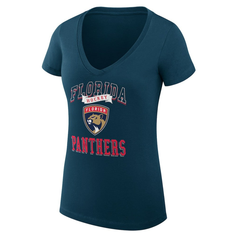 Florida Panthers G-III 4Her by Carl Banks Women's Super-Slim Fit Lightweight Team Logo Graphic V-Neck T-Shirt - Navy - NHL 201613023