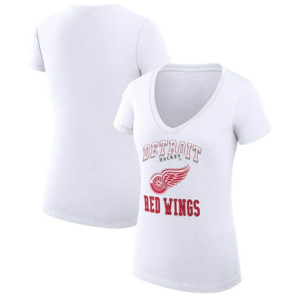 Detroit Red Wings G-III 4Her by Carl Banks Women's Super-Slim Fit Lightweight Team Logo Graphic V-Neck T-Shirt - White - NHL 201613028