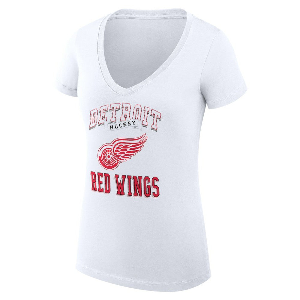 Detroit Red Wings G-III 4Her by Carl Banks Women's Super-Slim Fit Lightweight Team Logo Graphic V-Neck T-Shirt - White - NHL 201613028