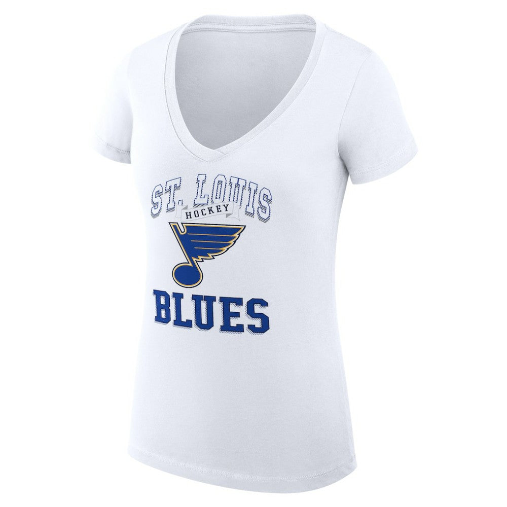 St. Louis Blues G-III 4Her by Carl Banks Women's Super-Slim Fit Lightweight Team Logo Graphic V-Neck T-Shirt - White - NHL 201613029