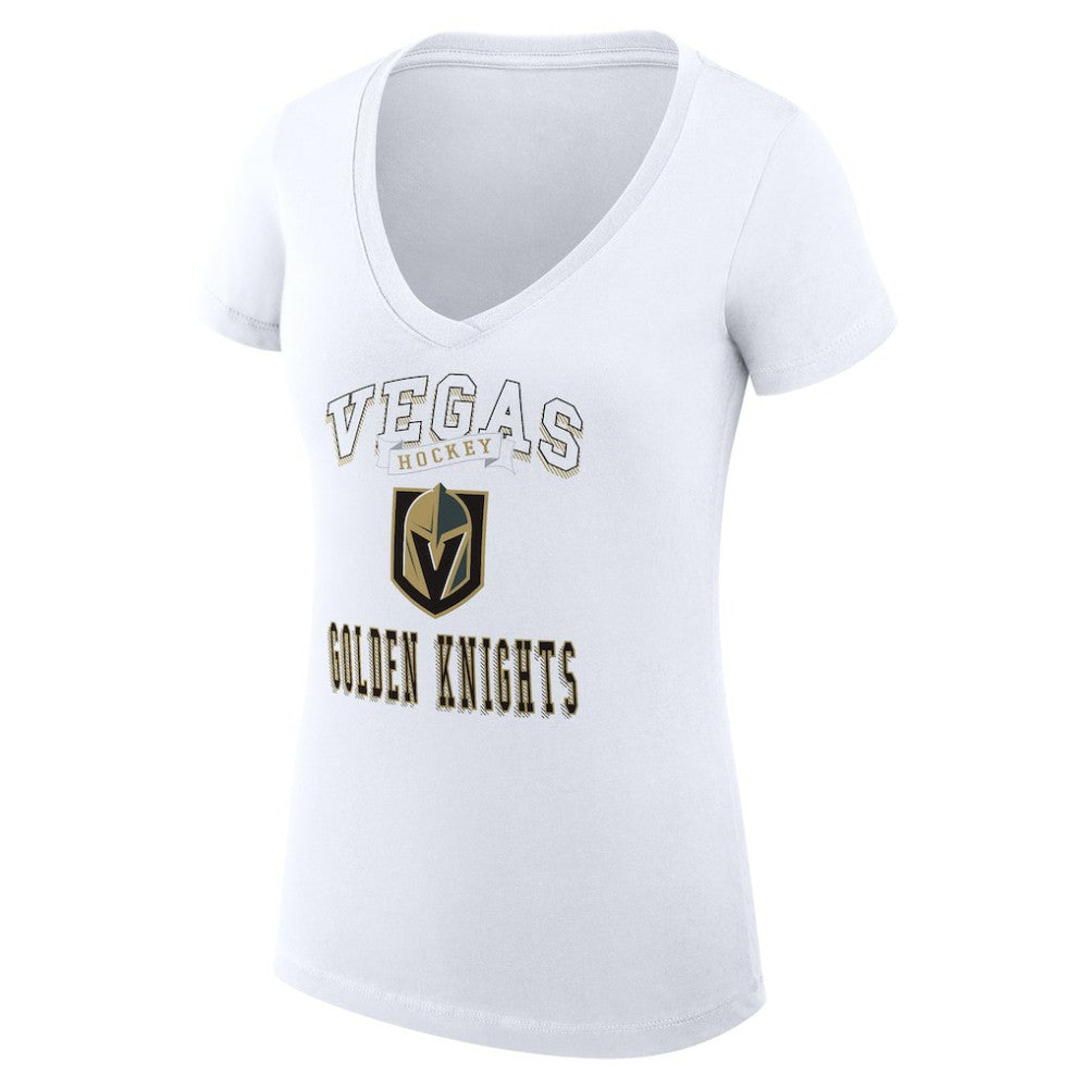 Vegas Golden Knights G-III 4Her by Carl Banks Women's Super-Slim Fit Lightweight Team Logo Graphic V-Neck T-Shirt - White - NHL 201613038
