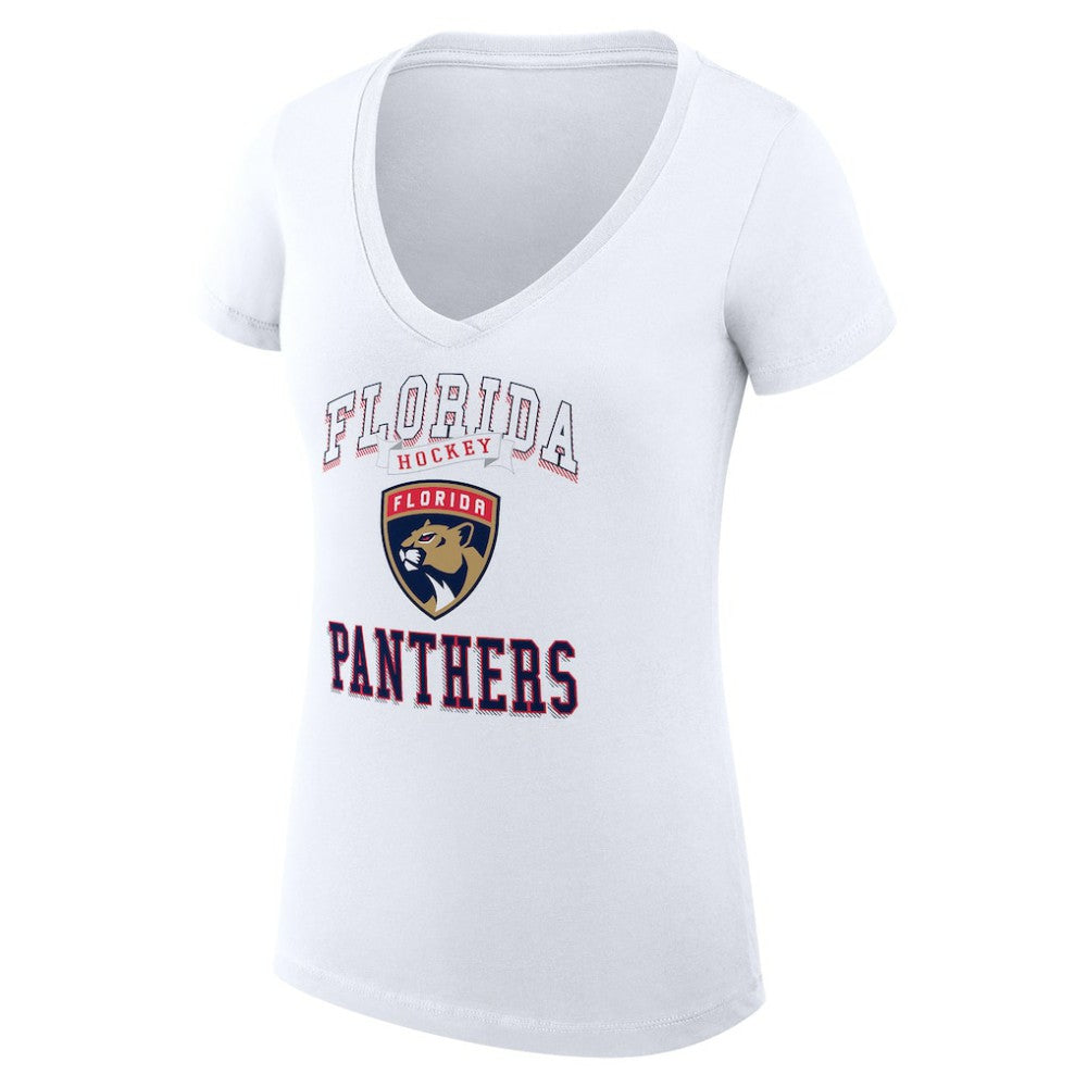 Florida Panthers G-III 4Her by Carl Banks Women's Super-Slim Fit Lightweight Team Logo Graphic V-Neck T-Shirt - White - NHL 201613042