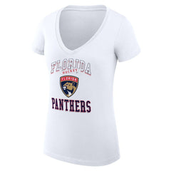 Florida Panthers G-III 4Her by Carl Banks Women's Super-Slim Fit Lightweight Team Logo Graphic V-Neck T-Shirt - White - NHL 201613042