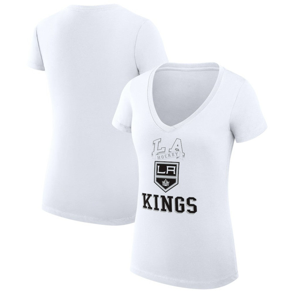 Los Angeles Kings G-III 4Her by Carl Banks Women's Super-Slim Fit Lightweight Team Logo Graphic V-Neck T-Shirt - White - NHL 201613047