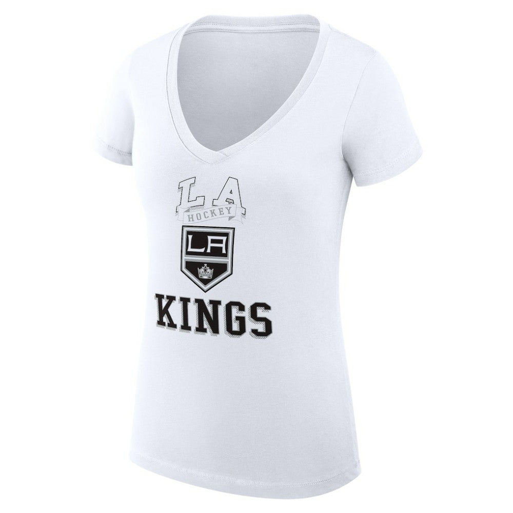 Los Angeles Kings G-III 4Her by Carl Banks Women's Super-Slim Fit Lightweight Team Logo Graphic V-Neck T-Shirt - White - NHL 201613047