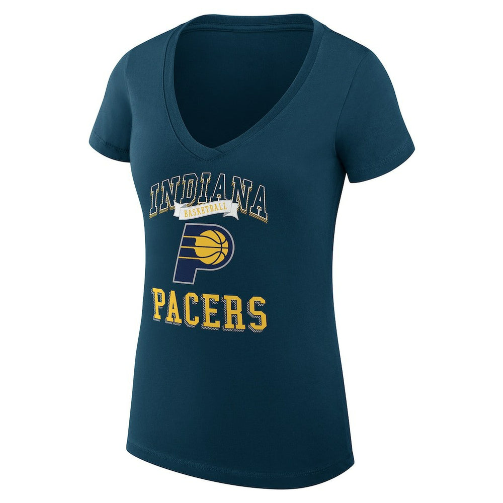 Indiana Pacers G-III 4Her by Carl Banks Women's Super-Slim Fit Lightweight Team Logo V-Neck T-Shirt Navy