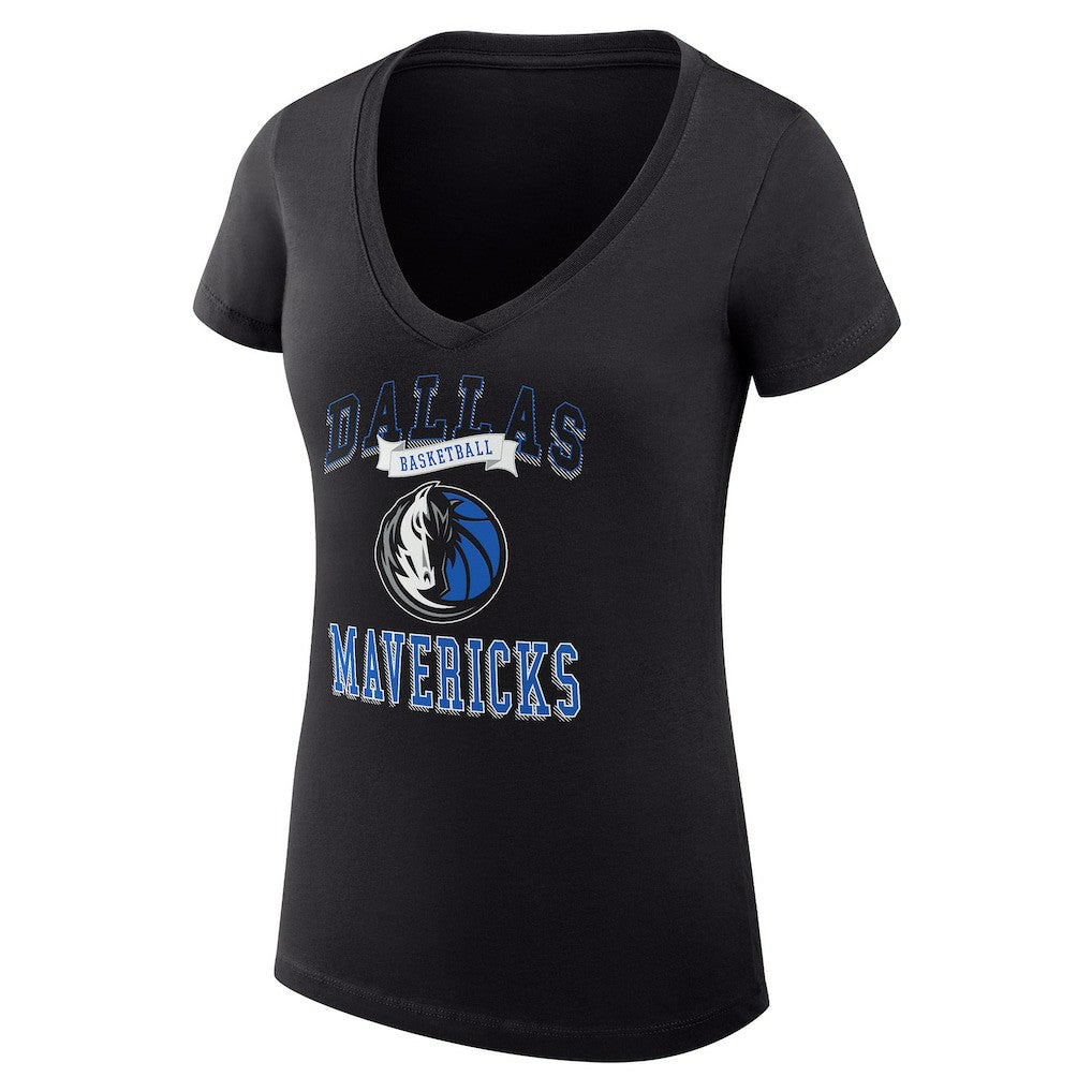 Dallas Mavericks G-III 4Her by Carl Banks Women's Super-Slim Fit Lightweight Team Logo V-Neck T-Shirt Black