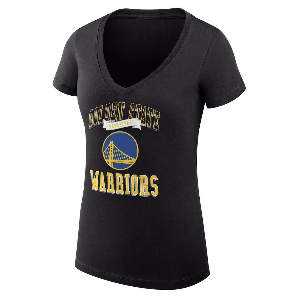Golden State Warriors G-III 4Her by Carl Banks Women's Super-Slim Fit Lightweight Team Logo V-Neck T-Shirt Black